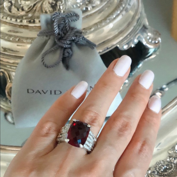 David Yurman Jewelry - Stunning David Yurman Statement Garnet Dimond Ring